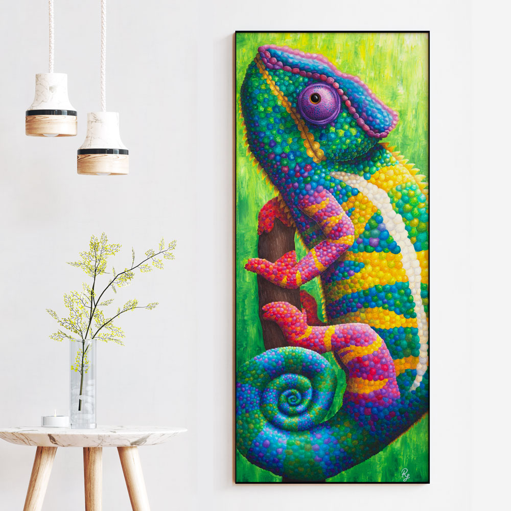Colourful Chameleon Print Wall Art