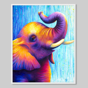 colourful elephant art print Rachel Froud