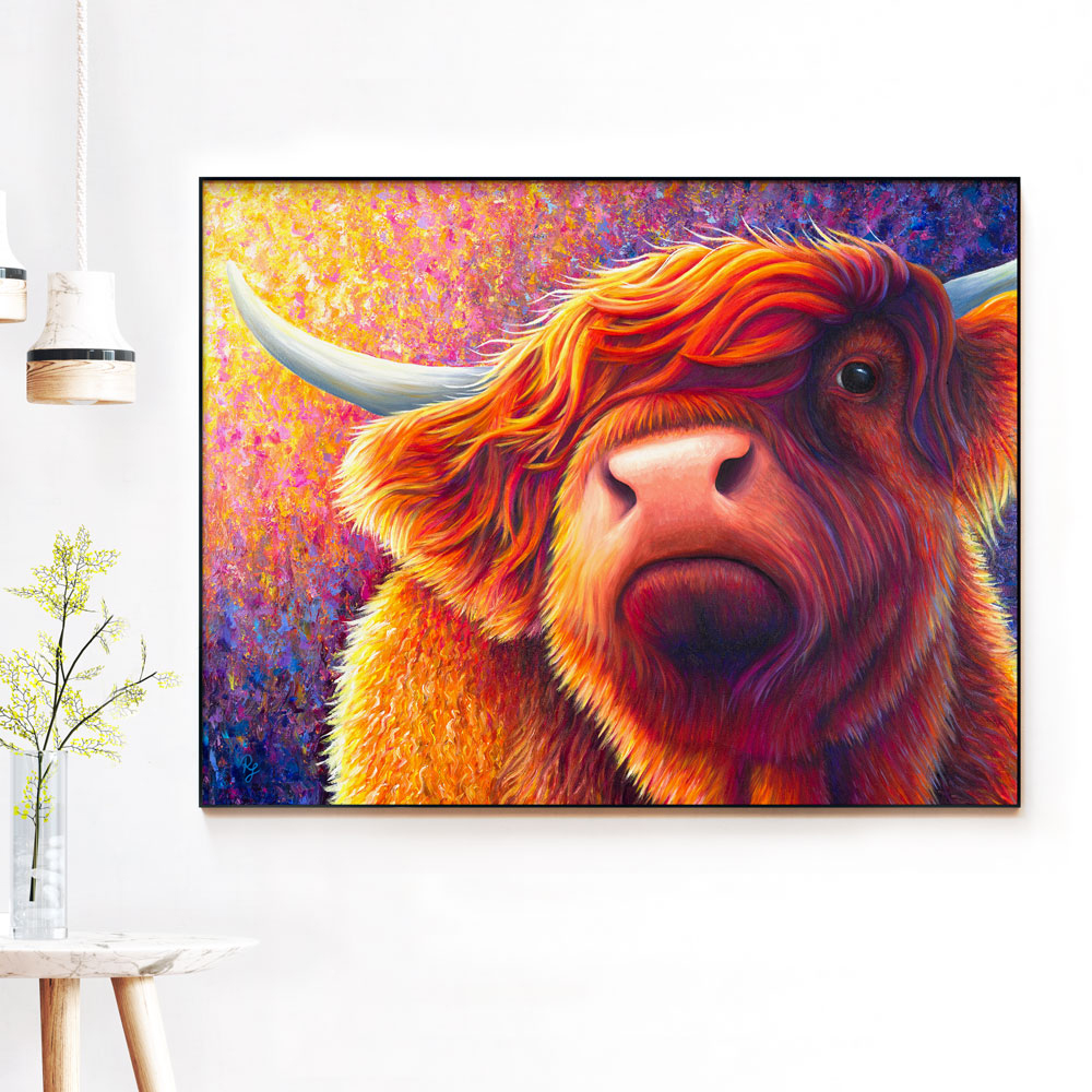 colourful highland cow print
