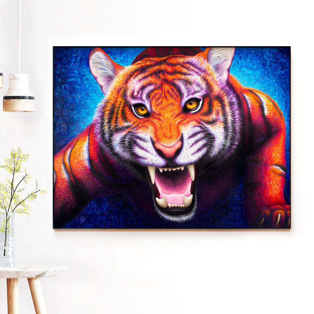 COLOURFUL TIGER WALL ART PRINT HOME DECOR