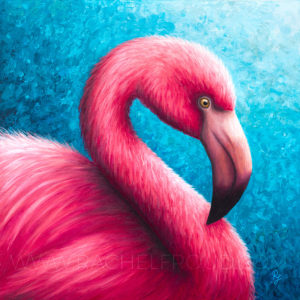 COLORFUL FLAMINGO PAINTING ON CANVAS BY RACHEL FROUD ART