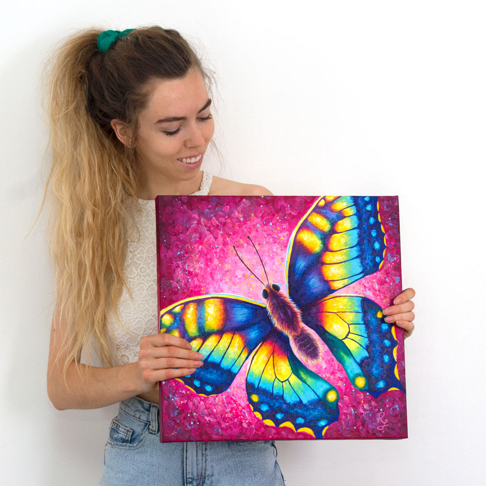 Colourful butterfly painting on canvas wall art