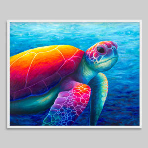 Colourful sea turtle art print Rachel Froud