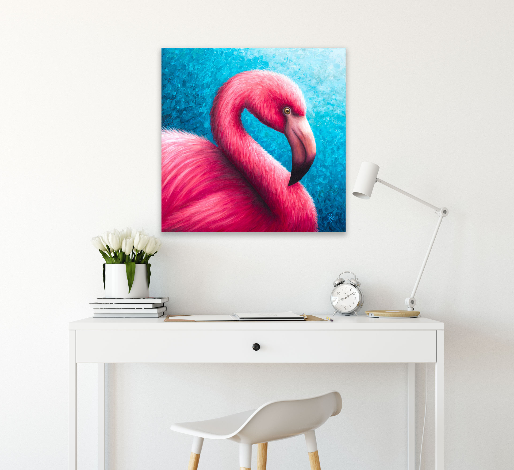 Flamingo tropical painting on canvas