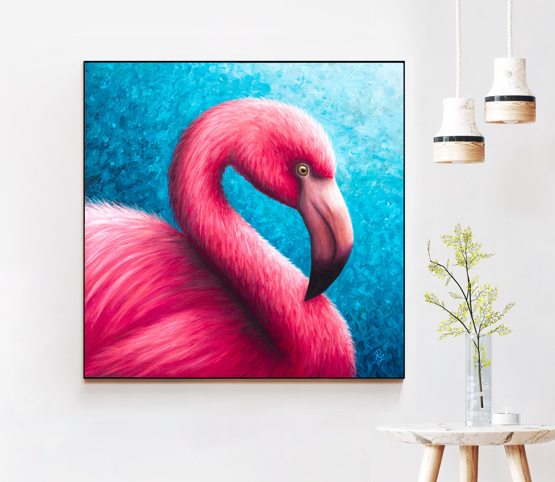 tropical flamingo art print