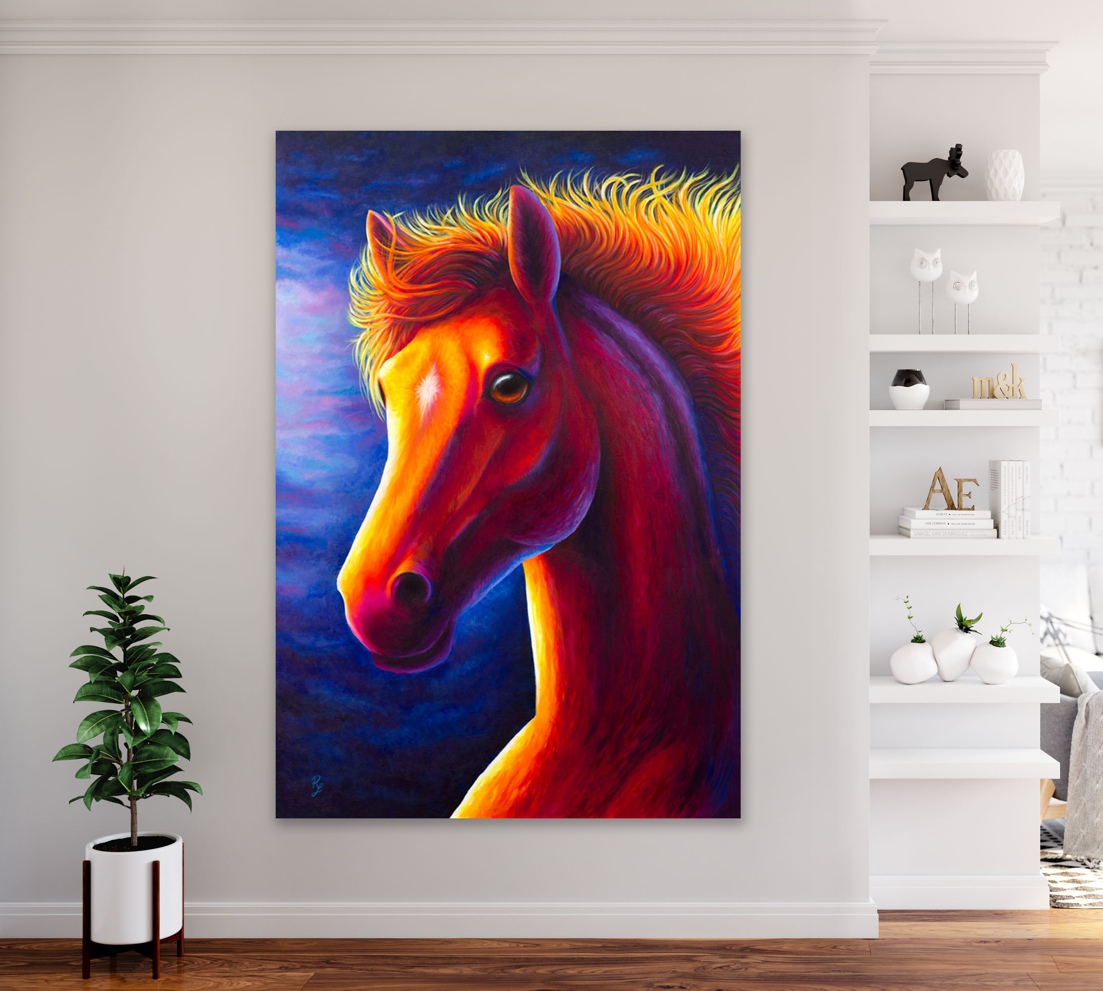 large horse original painting on canvas