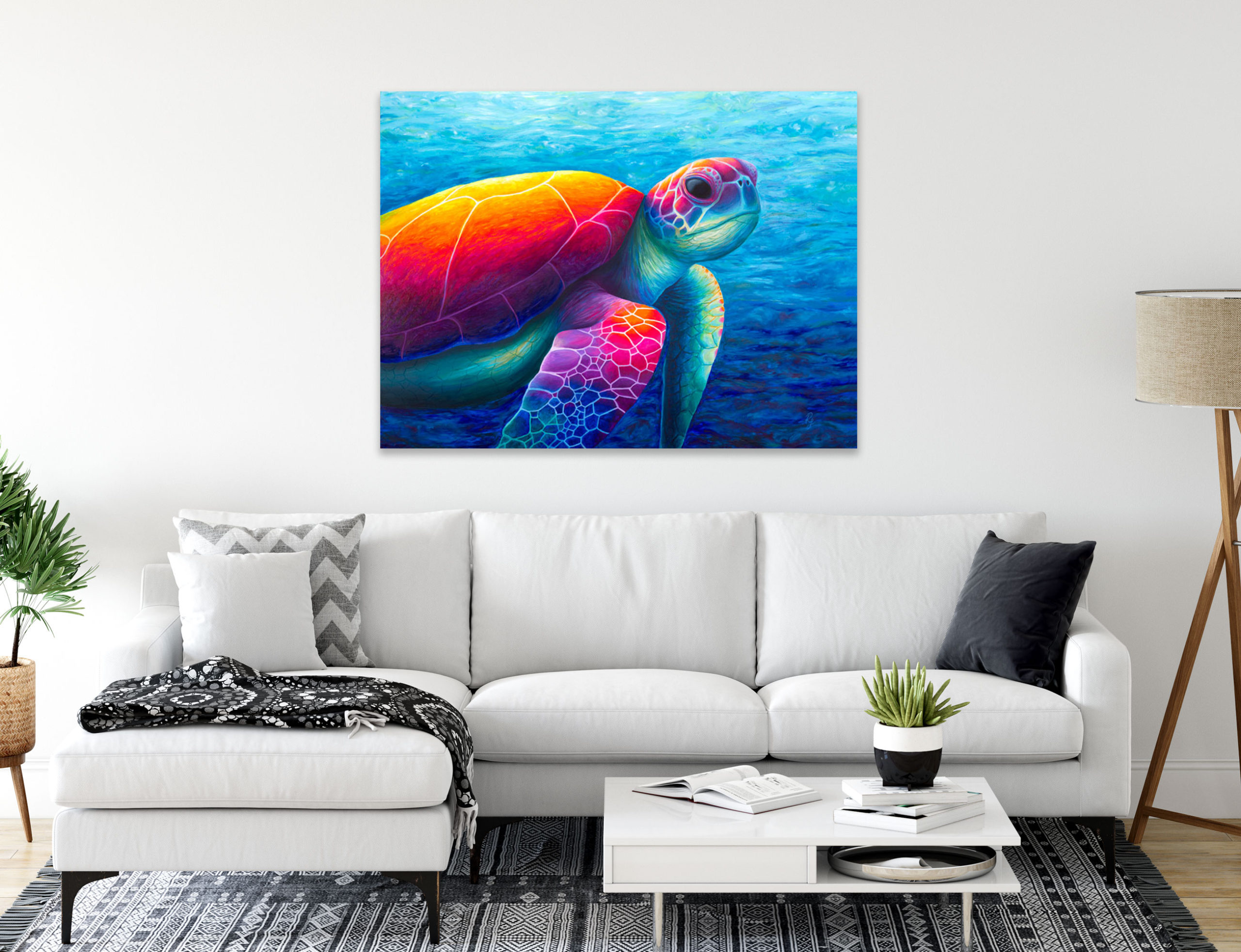 colourful turtle painting on canvas