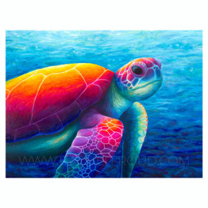 colourful turtle painting print by Rachel Froud Art