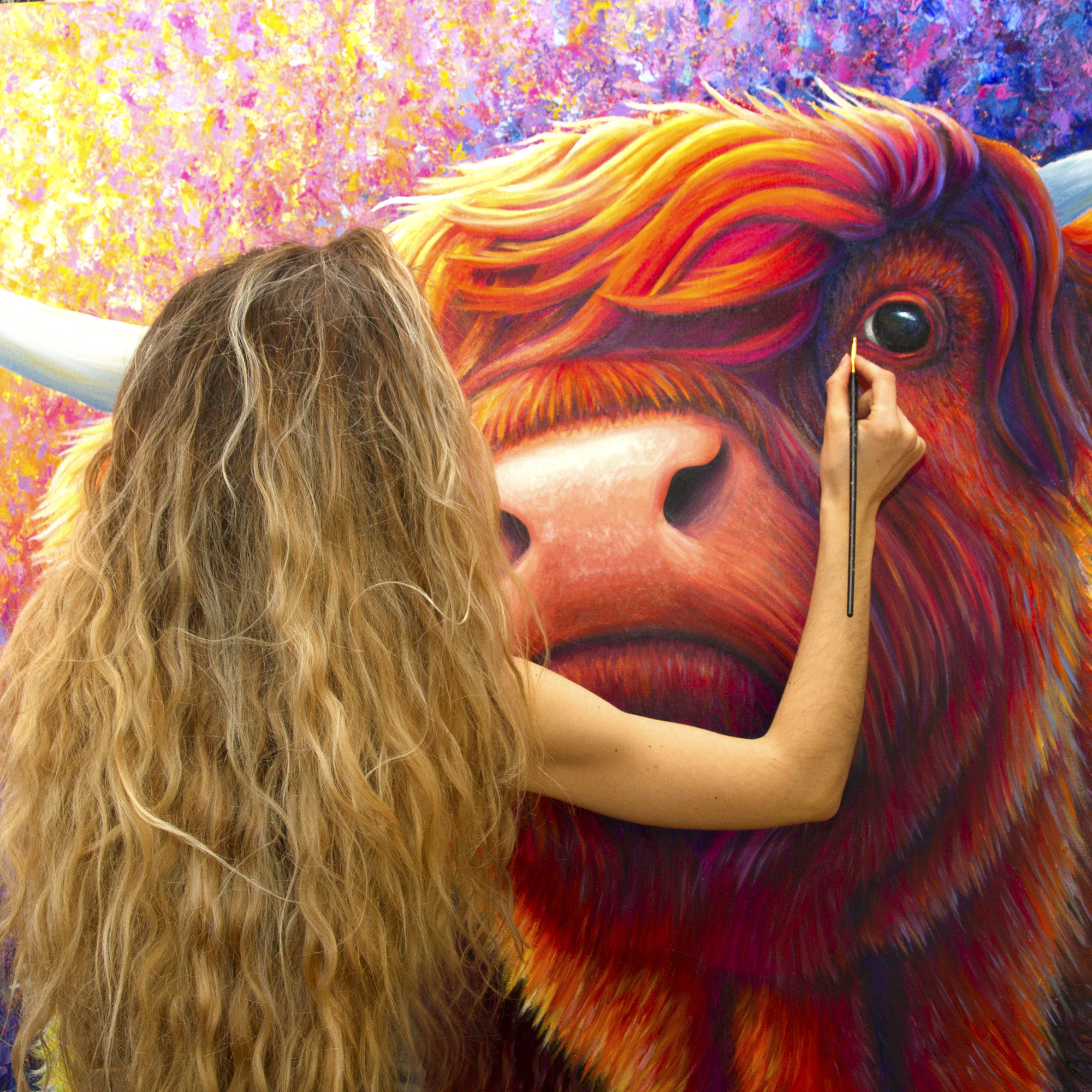 large highland cow painting