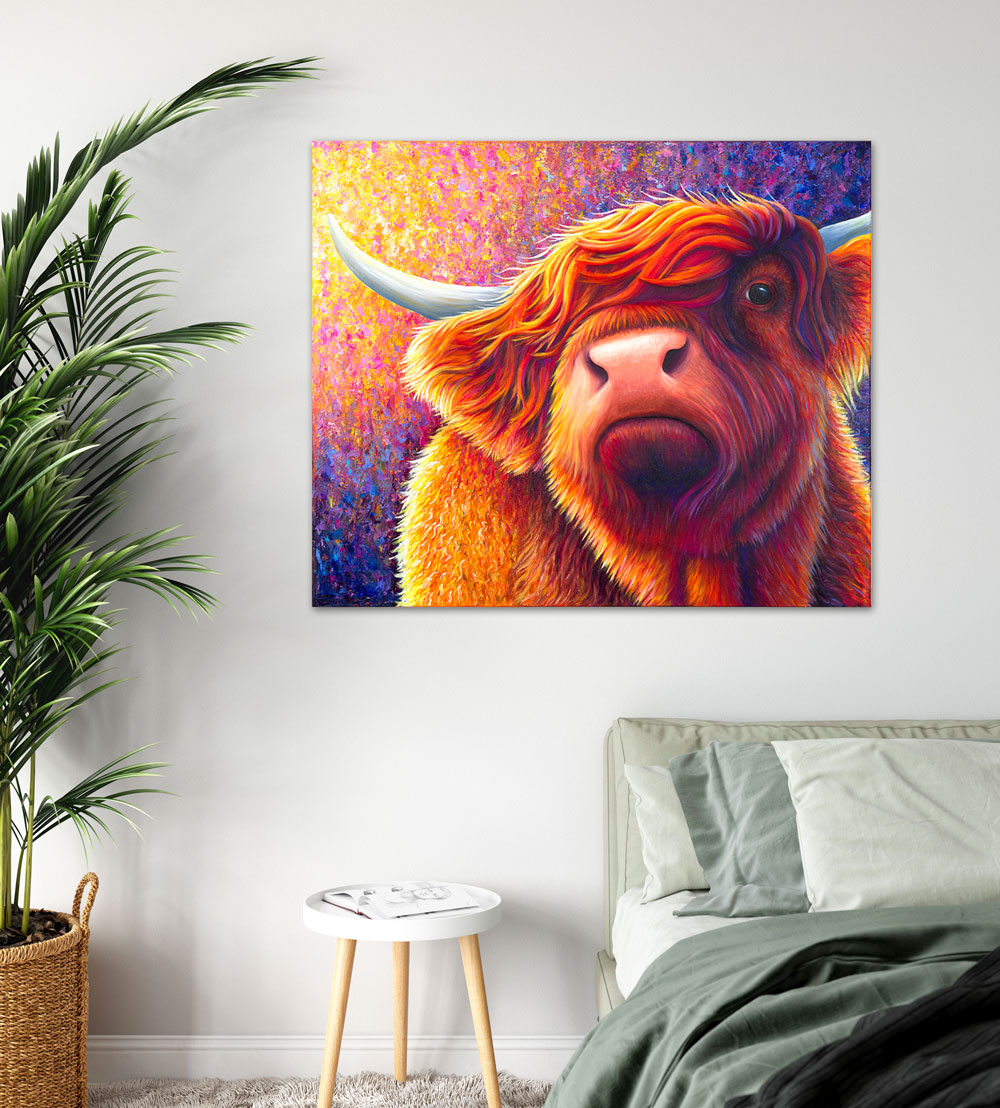 colourful highland cow painting