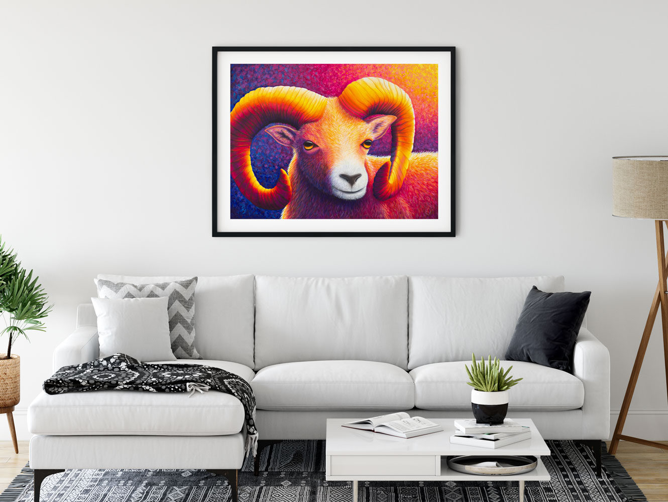 colorful ram painting art print
