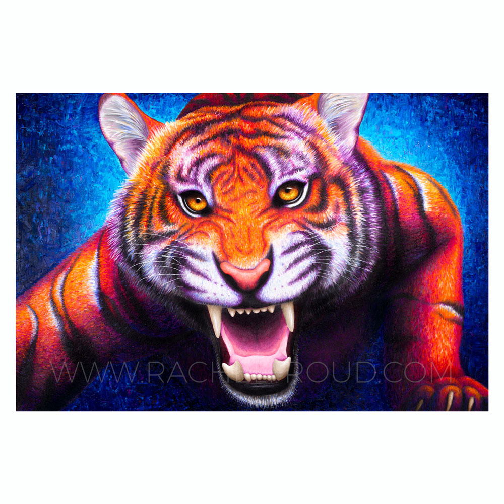 colourful tiger painting by Rachel Froud art