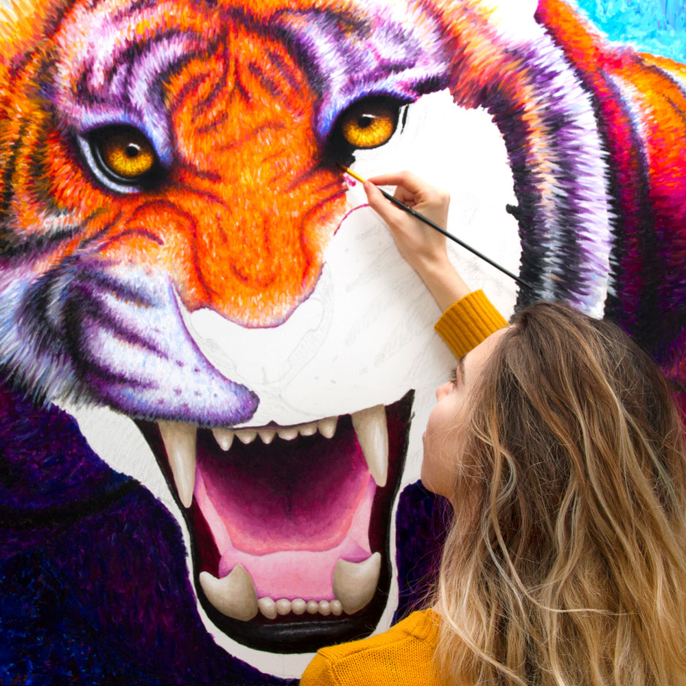 colourful tiger original painting