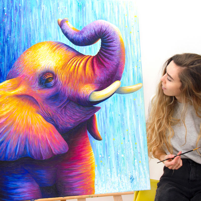 colourful abstract elephant original painting