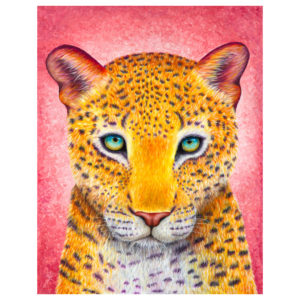 Leopard original acrylic painting with pink background