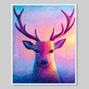 colourful stag art print by Rachel Froud