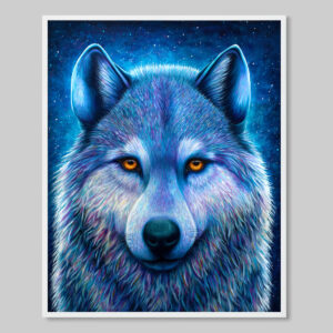 blue wolf art print