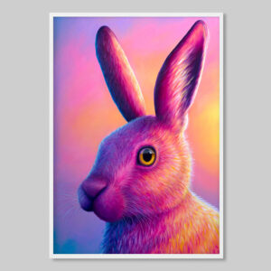 colourful hare art print