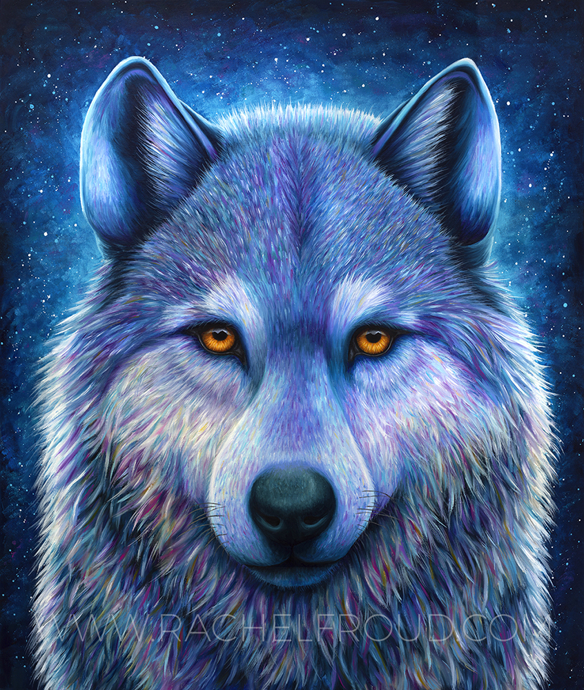 original wolf painting by Rachel Froud