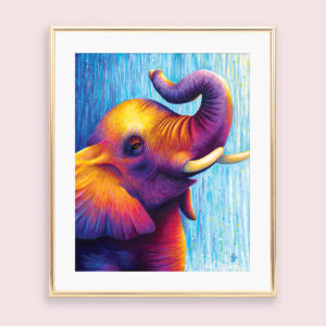Colourful elephant art print