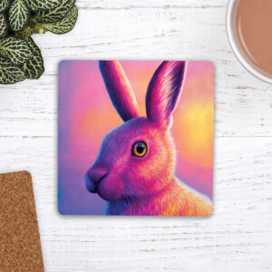 colourful hare rabbit coaster