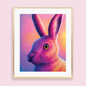 Colourful bunny rabbit art print