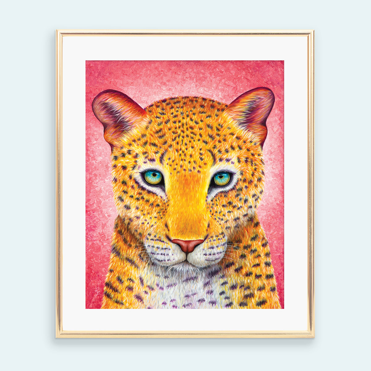 Colourful leopard art print