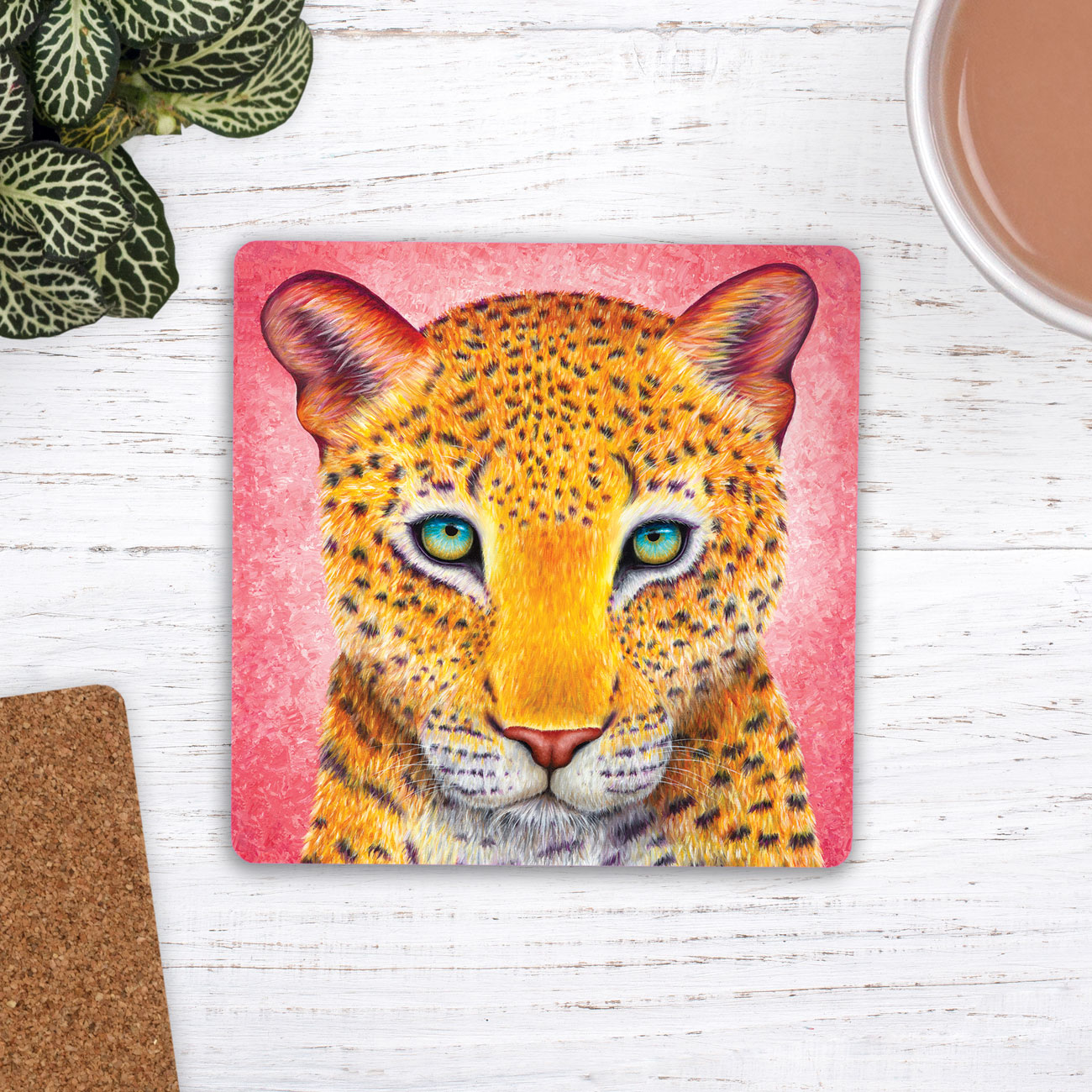 colourful leopard coaster