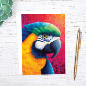 Colourful parrot greetings card