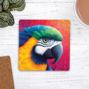 colourful parrot coaster