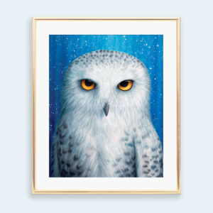 Colourful snowy owl art print
