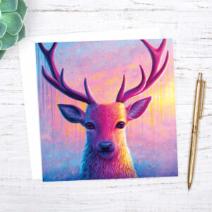 colourful stag greetings card