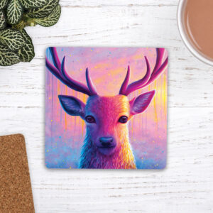 Colourful stag coaster