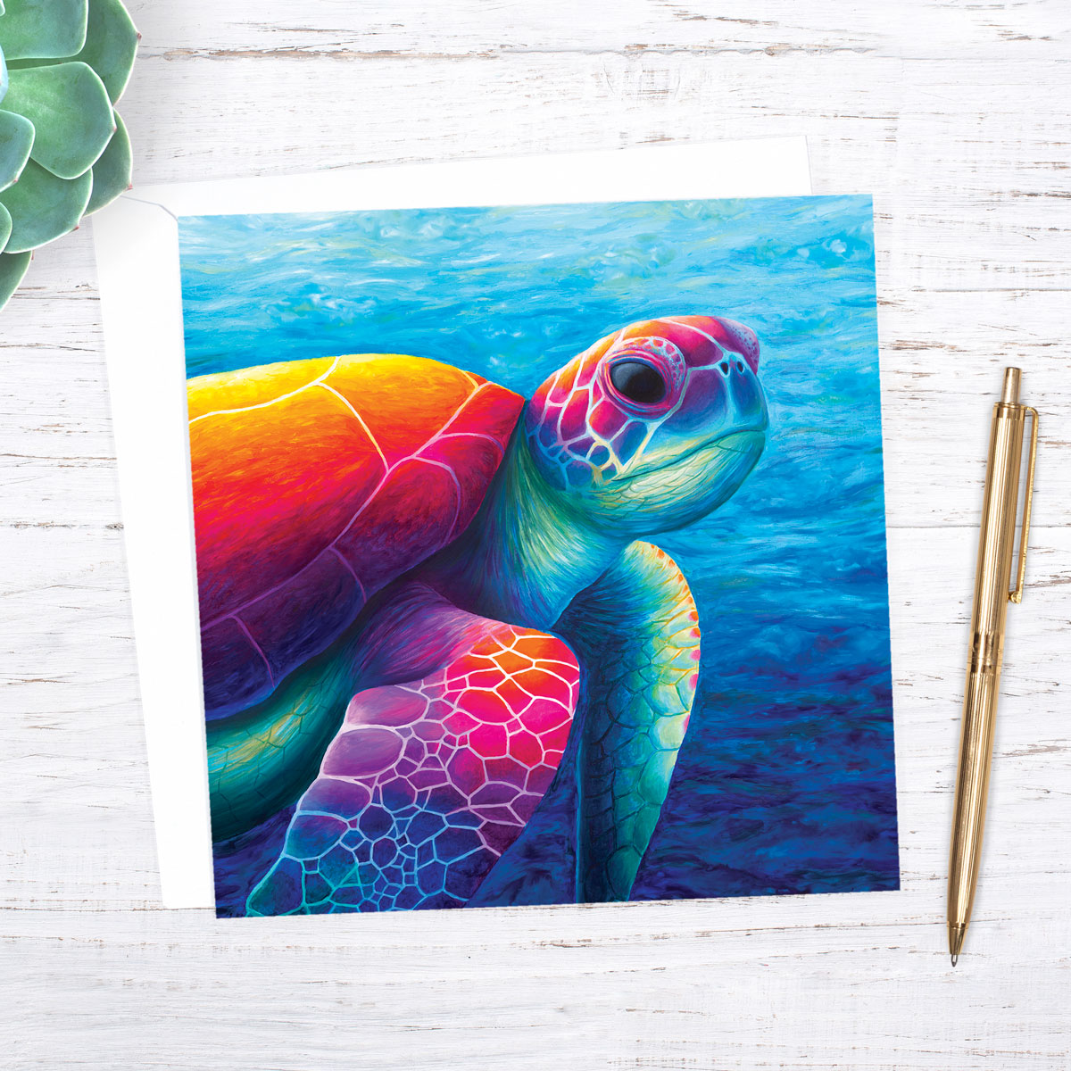 Colourful turtle greetings card