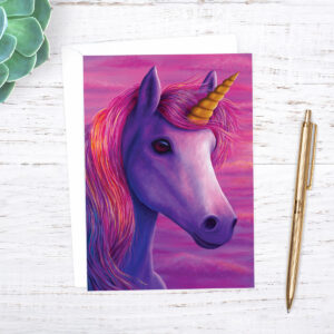 Colourful unicorn greetings card