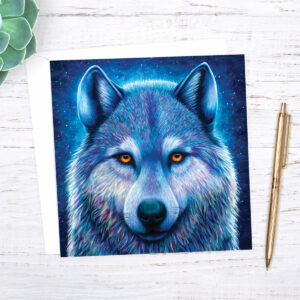 Colourful wolf greetings card