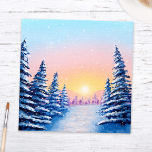 snowy tree landscape original painting