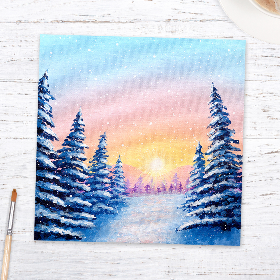 snowy tree landscape original painting