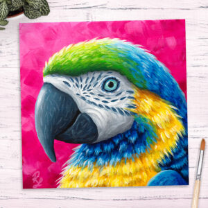 colourful parrot blue and yellow macaw original painting
