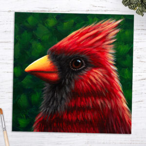 red cardinal bird original painting Rachel Froud